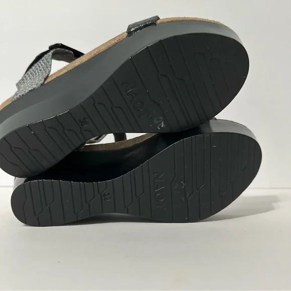 NAOT Womens Sandals Sz 39 (US 8) Wedge Ankle Strappy Embossed Animal Print Boho - Picture 9 of 13